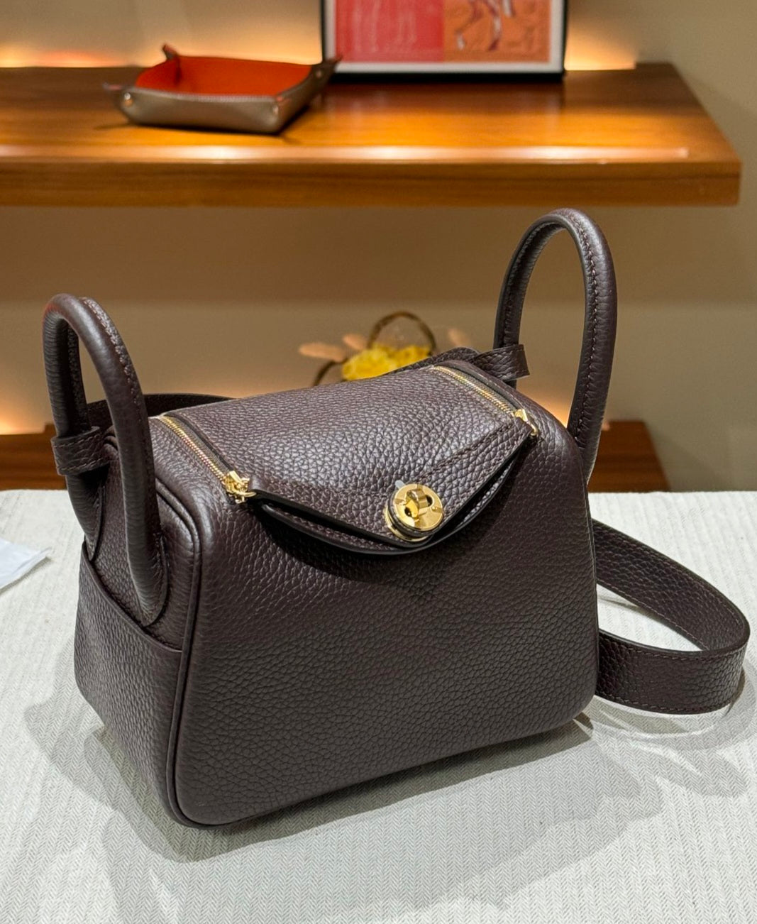 OLIVIA BAG 19 CM LONG STRAP - RAISIN
