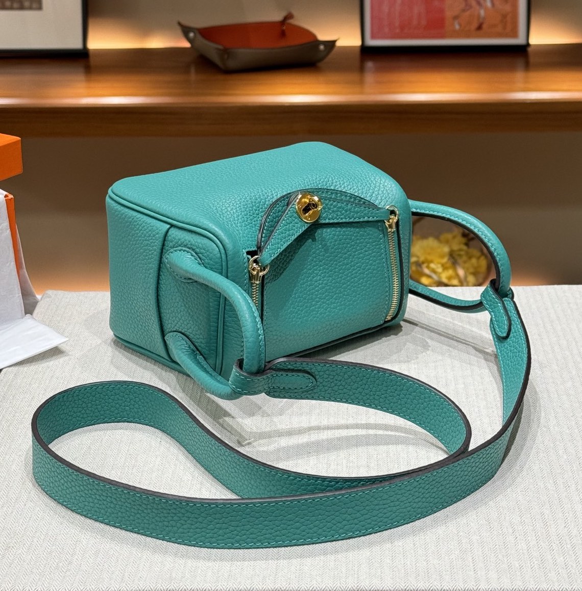 OLIVIA BAG 19 CM LONG STRAP - LAGOON