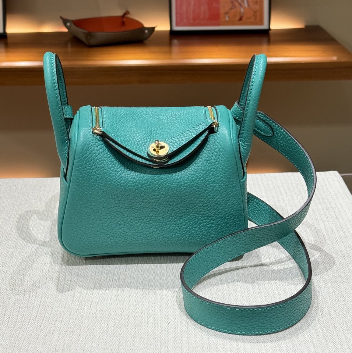 OLIVIA BAG 19 CM LONG STRAP - LAGOON