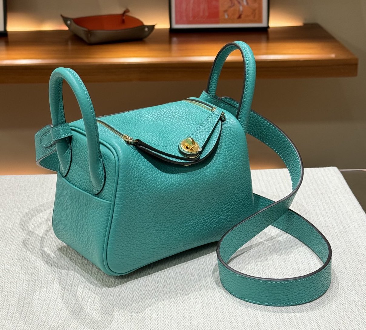 OLIVIA BAG 19 CM LONG STRAP - LAGOON