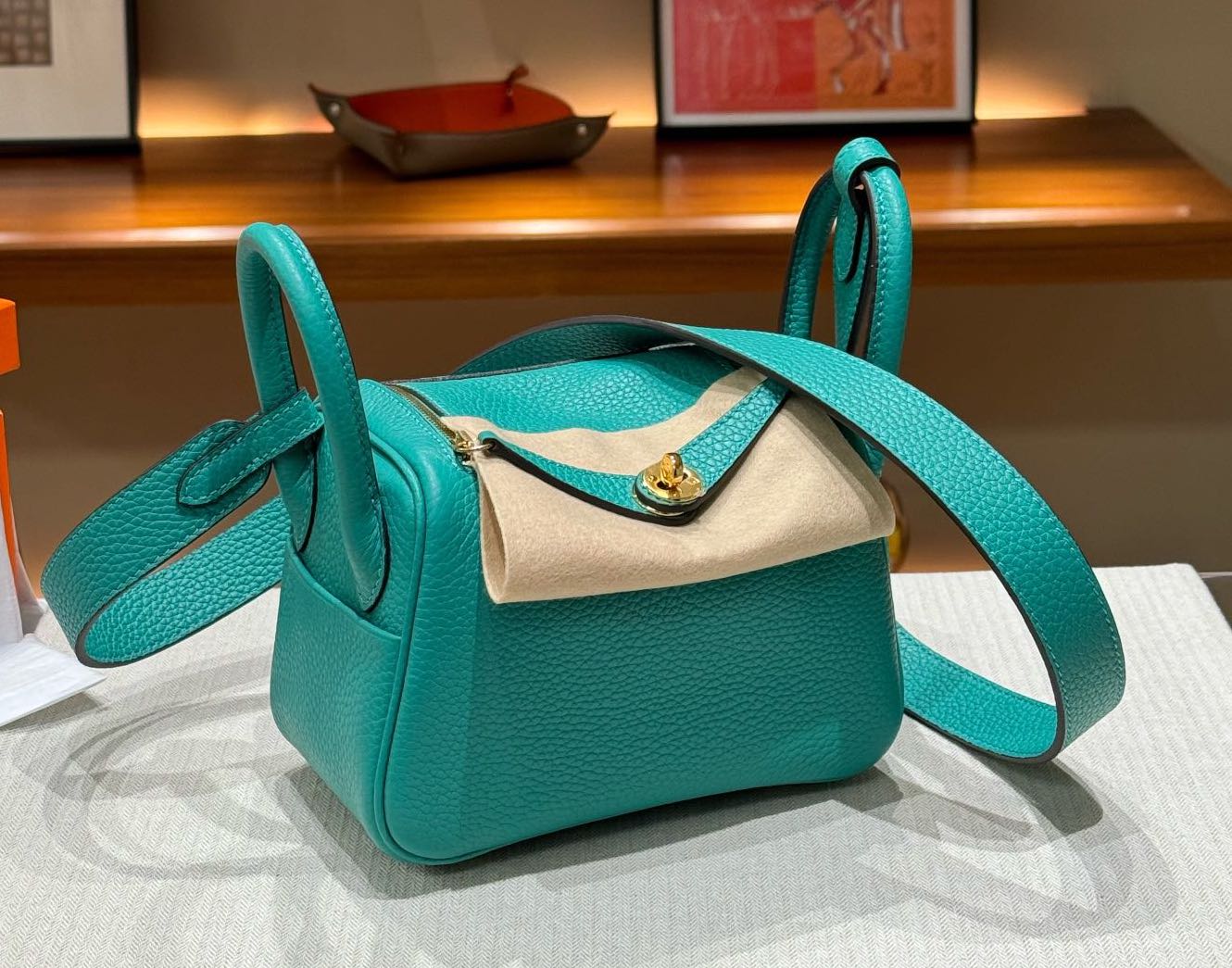 OLIVIA BAG 19 CM LONG STRAP - LAGOON